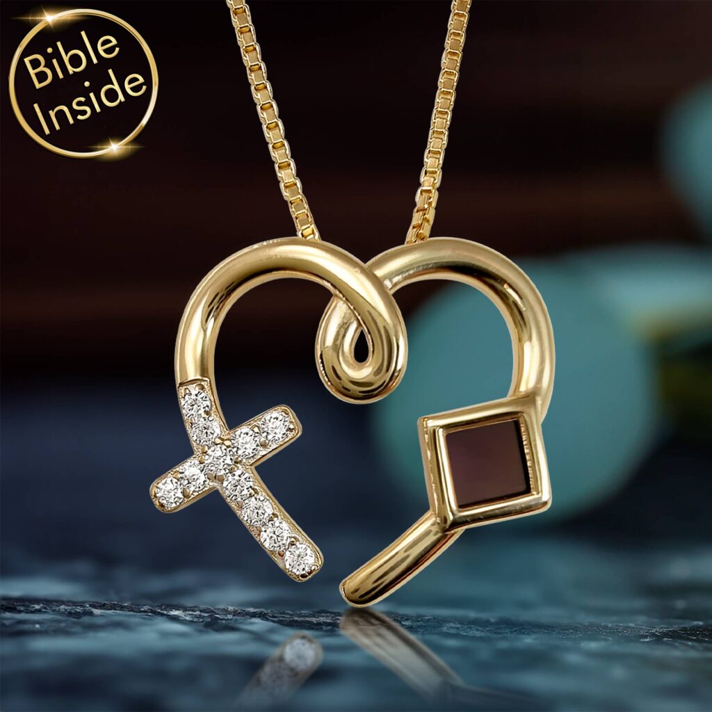 Gold Gift Shop Featuring Winged Cross Necklace With Bible Technology from My Nano Jewelry